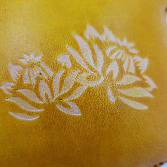 Zen Frog Keychain Wristlet Gift Handmade Leather Wallet Tooled Coin Purse Yoga - Picture 10 of 15